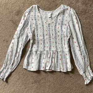 Long sleeve peplum blouse